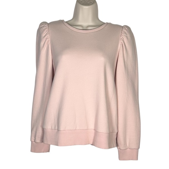 Stella & Dot Pink Crew Neck Sweatshirt with Puff Shoulders - Picture 1 of 7
